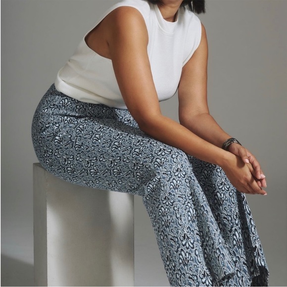 Anthropologie Pants - BOGO! Anthropologie Maeve The Margot Kick Flare Knit Crop Pant Blue Size Small